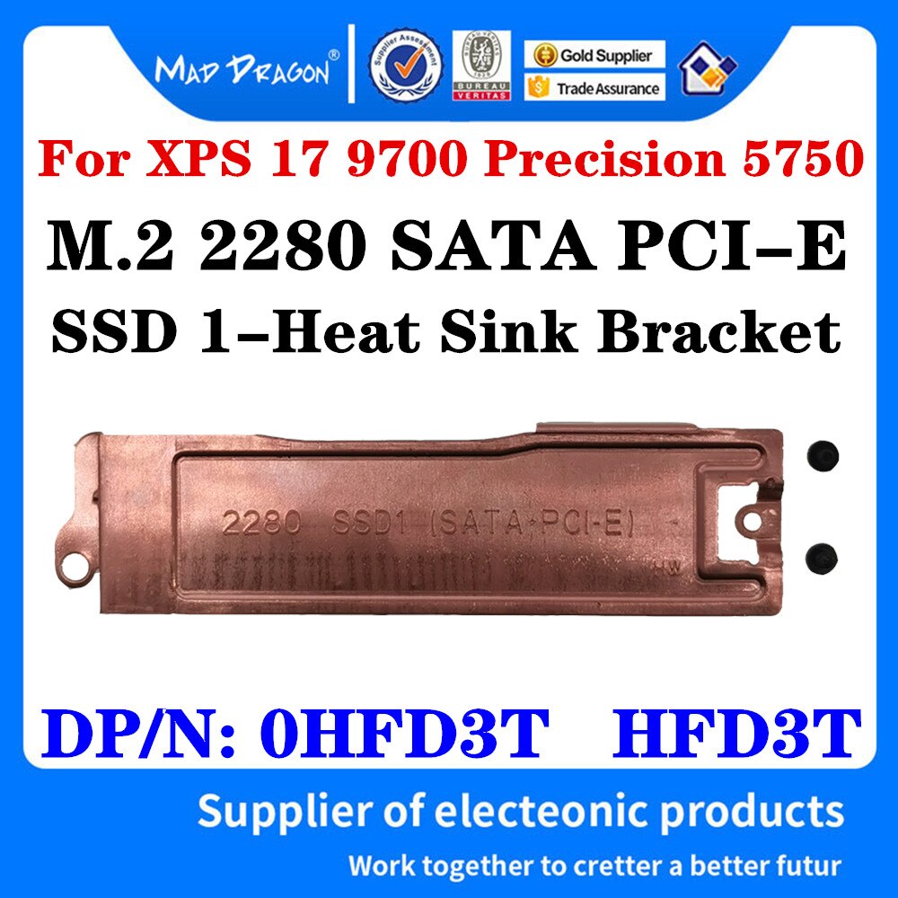 Pierwszy 0HFD3T HFD3T drugi 0JFF2T JFF2T 2280 dla Dell XPS 17 9700 precyzja 17 5750 M.2 SSD chłodnica samochodowa osłona dysku twardego: The first SSD 1