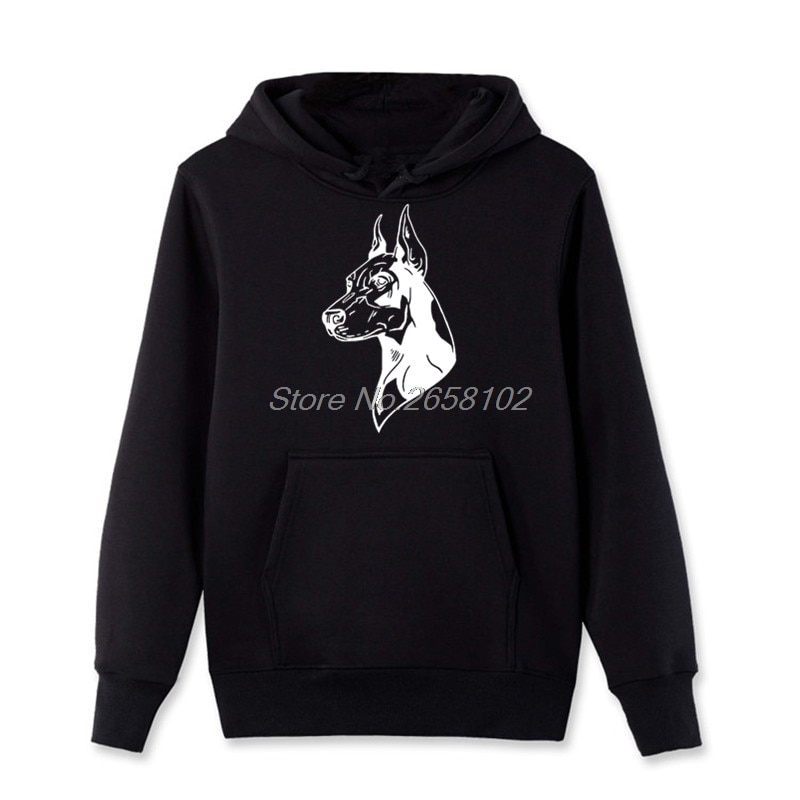 Doberman Pinscher Dog Print Hoodies Men's Cotton Pullover Sweatshirt Fleece Hooded Hip Hop Streetwear