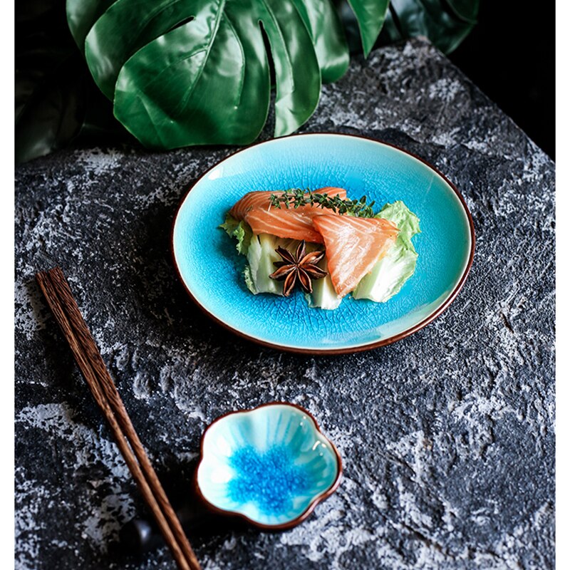 Japanse Keramische Rijstkom Bone Schotel Lepel Thee Cup Restaurant Set Moderne Home Snack Dessert Sushi Schotel Hotel Huishoudelijke Servies
