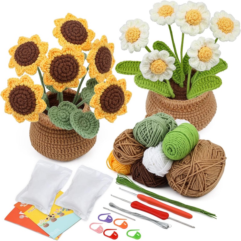 Kit de tricô para iniciantes completos, Crochet Starter, Kit completo Crochet com vídeo tutoriais, Fenrry Iniciantes: Azul profundo