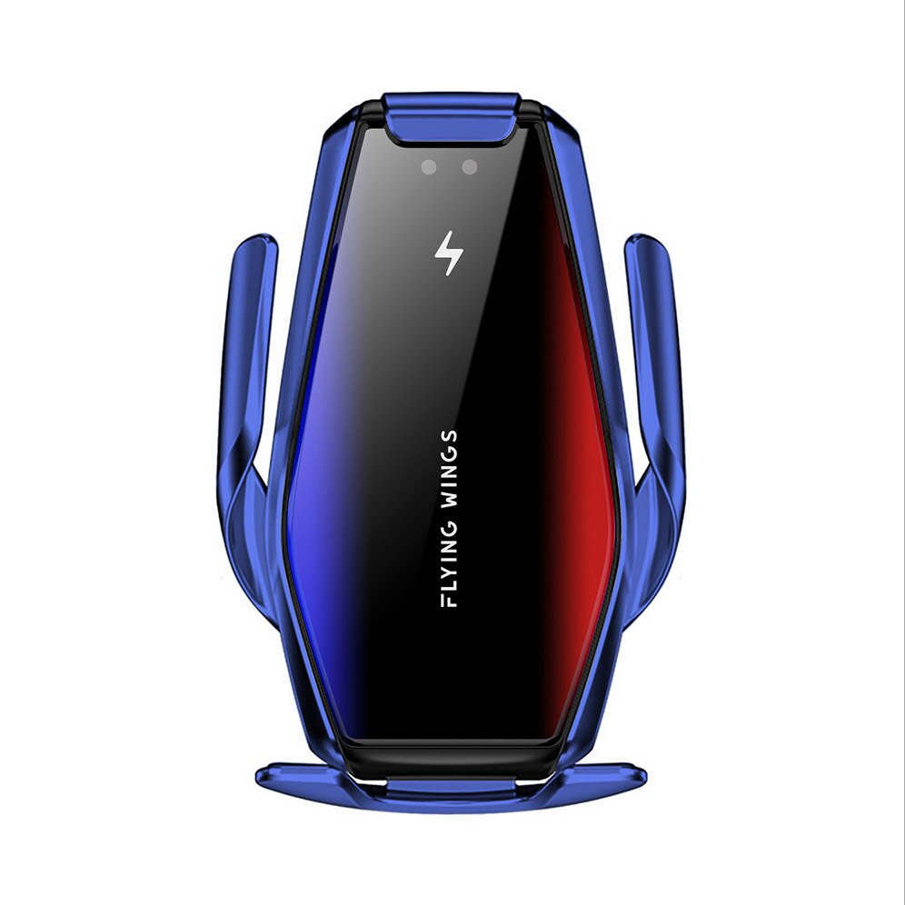 Sujeción automática de 15W rápido coche Qi cargador inalámbrico para Samsung S20 S10 S9 iPhone 11 XS XR X 8 Sensor infrarrojo coche soporte de teléfono: Blue