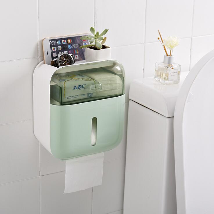 Wasserdichte Wand Montiert Wc Papier Halter Bad Tissue Box Tray Rollen Papier Kunststoff Wc Papier Fach Doppel Schicht Lagerung: Green