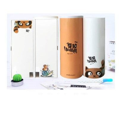 Meisjes Grade 4 Droom Pen Box Mode Penhouder Verse Jongen Basisschool Cilinder multifunctionele Schrijfmap Briefpapier tas: Raccoon