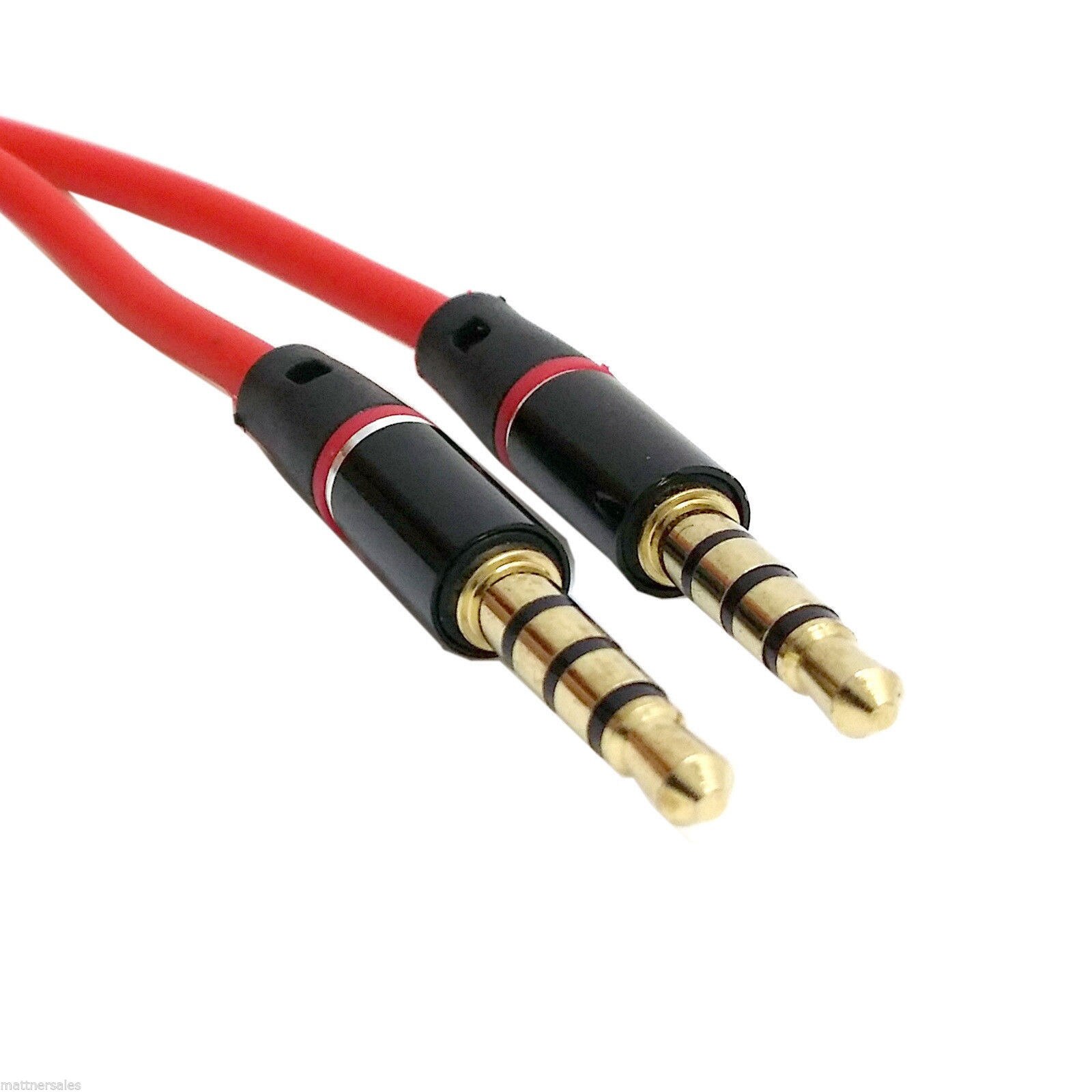 Premium Red Gold Tipped Aux Cable Stereo Audio 3.5mm Input Cord Male to Male for iphone phone mp3 mp4 latop pc ipad pad