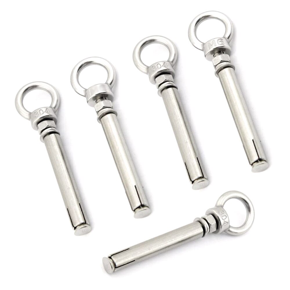 5pcs Expansion Eye Bolt Screws With Stainless Steel Lifting Ring Stainless Steel Expansion Screw Bolt Eyebolt Expansion Screw