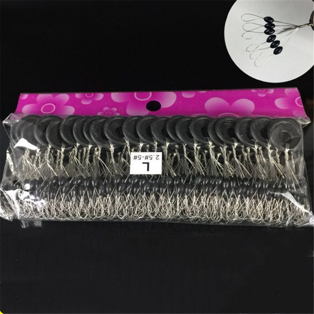 Juego de 60 uds. De tapones de goma negros de tamaño 6 en 1, flotador corcho de pesca para pescar, tope ovalado, accesorios de sedal conector Space bean 10 Group