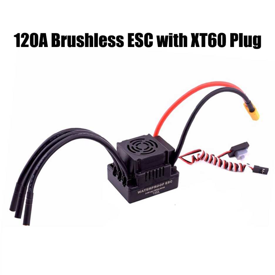 Impermeabile ESC 60A 80A 120A S-80A S-120A Brushless ESC Regolatore di Velocità Elettrico con 5.5V / 3A BEC per 1/8 1/10 1:10 RC Auto: 120A ESC XT60 plug