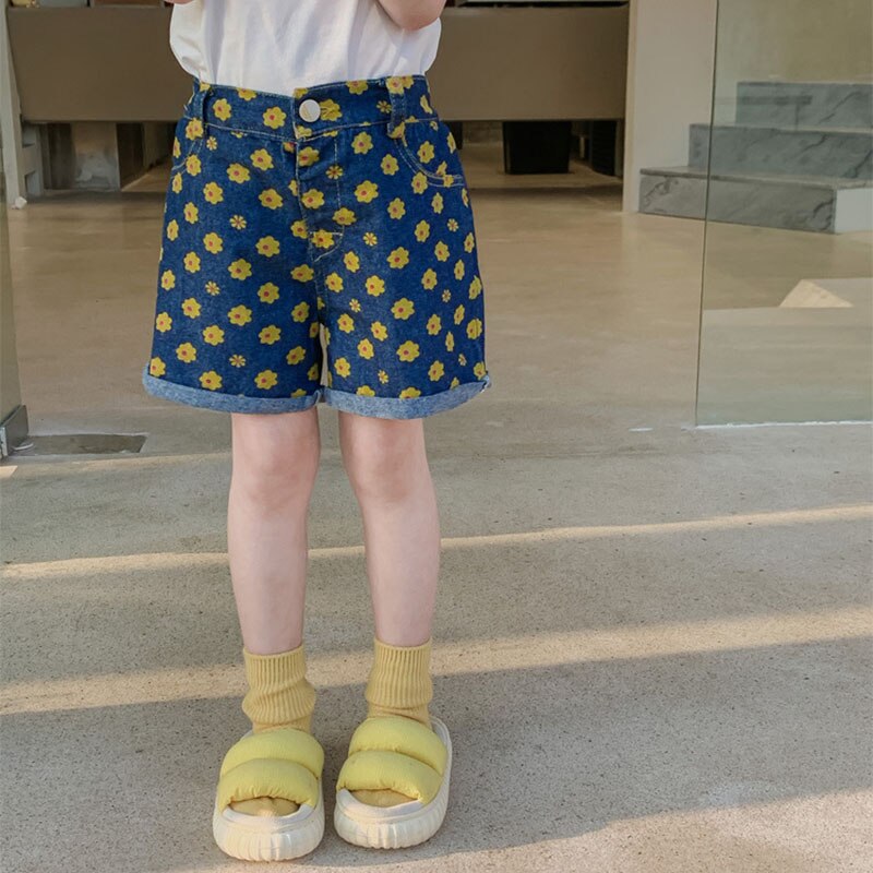 Zomer Meisjes Daisy Denim Shorts Kinderkleding 2022 Vrouwen Mode Broek Jeans 4-53