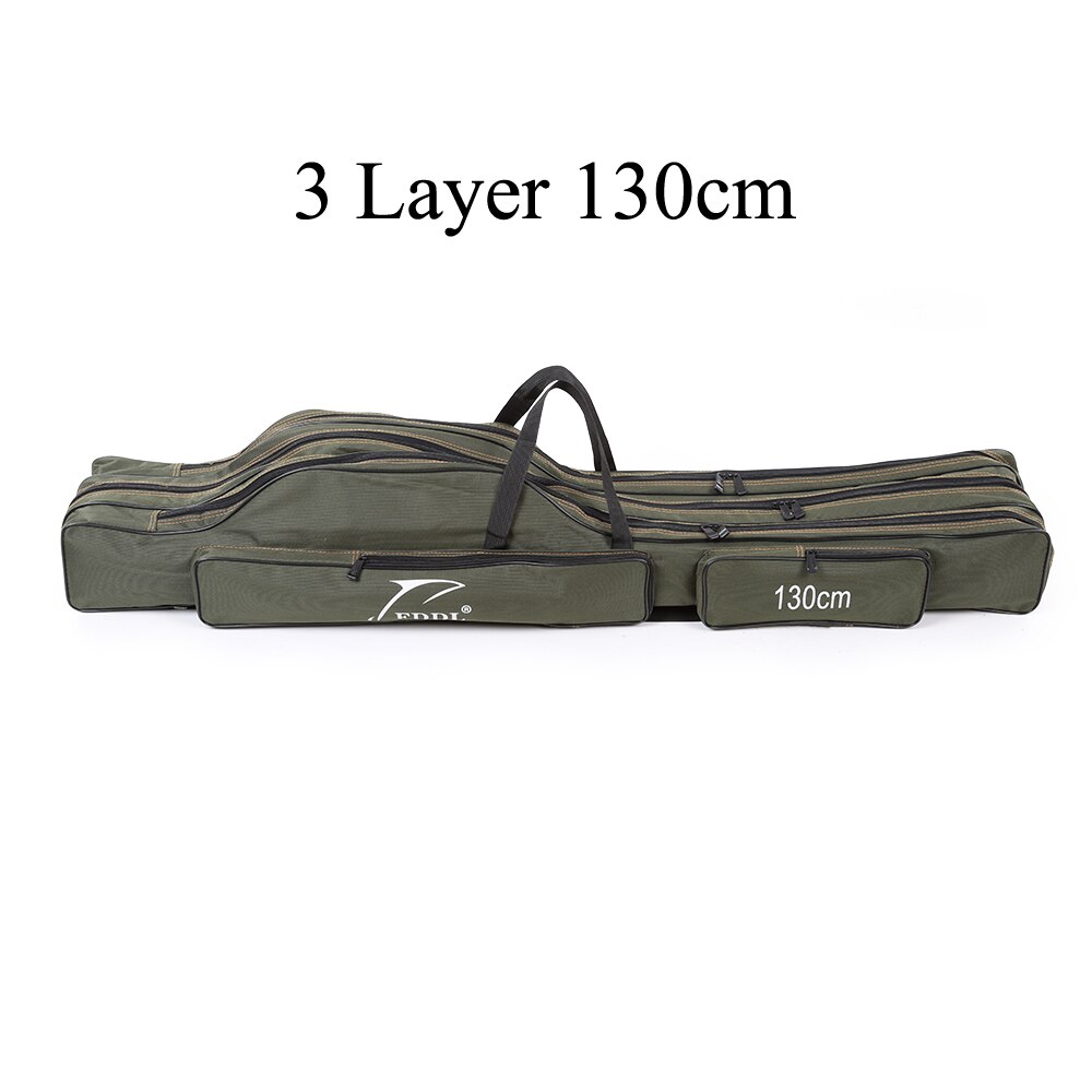 FDDL Portable Folding Fishing Bags Rod Carrier Canvas Fishing Pole Tools Storage Bag Case Fishing Gear Tackle 120/130/ 150cm: 3 layer 130cm