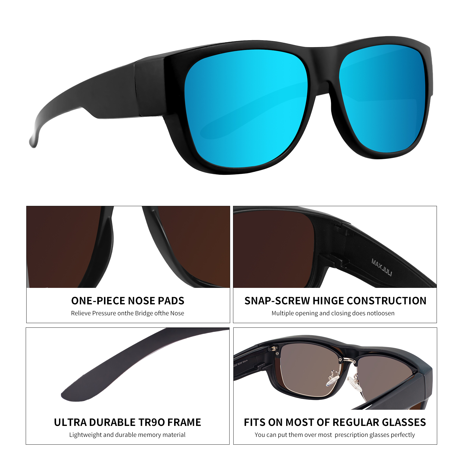Maxjuli polariserade solglasögon för män kvinnor passar över glasögon wraparound solglasögon lentes de sol mujeres y hombres  uv400 8238