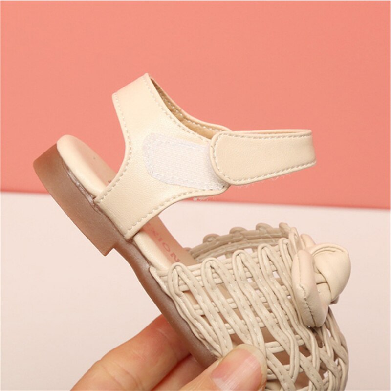 2022 Summer Baby Girls Sandals Weaving Butterfly-knot Kids Princess Shoes Cute Leather Shoes Infant Sneakers