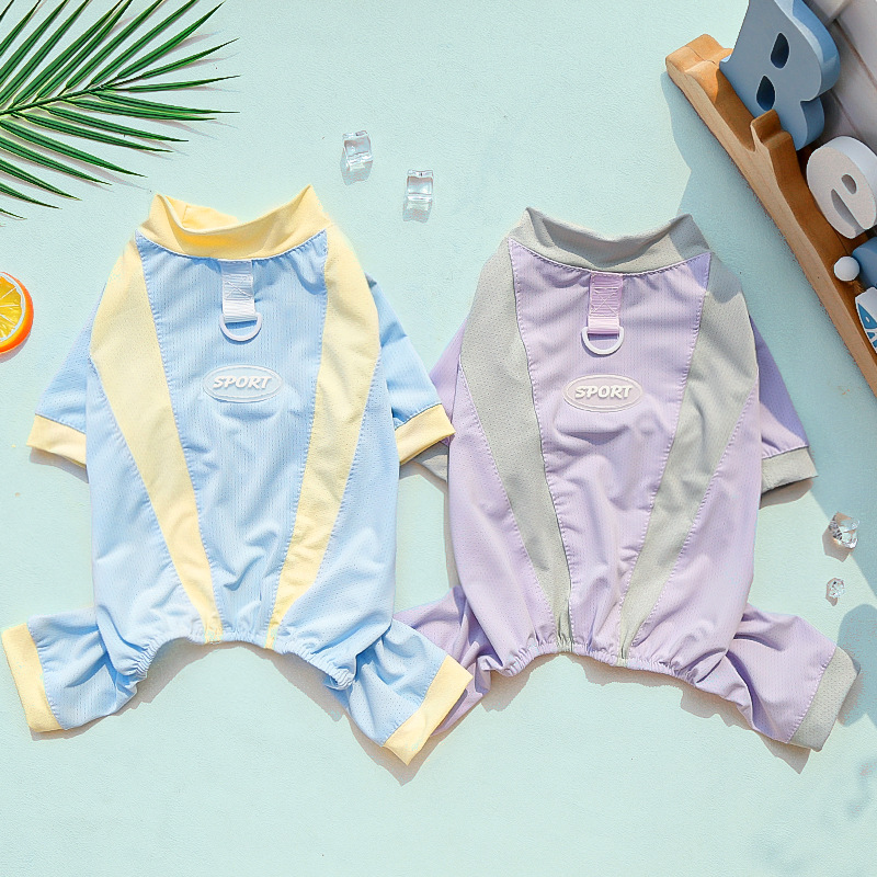 Mesh Huisdier Zomerkleding Ijs Zijde Doek Jumpsuit Pyjama Voor Kleine Honden Teckel Blauw Paars Puppy Pyjama Onesie Hond Trainingspak