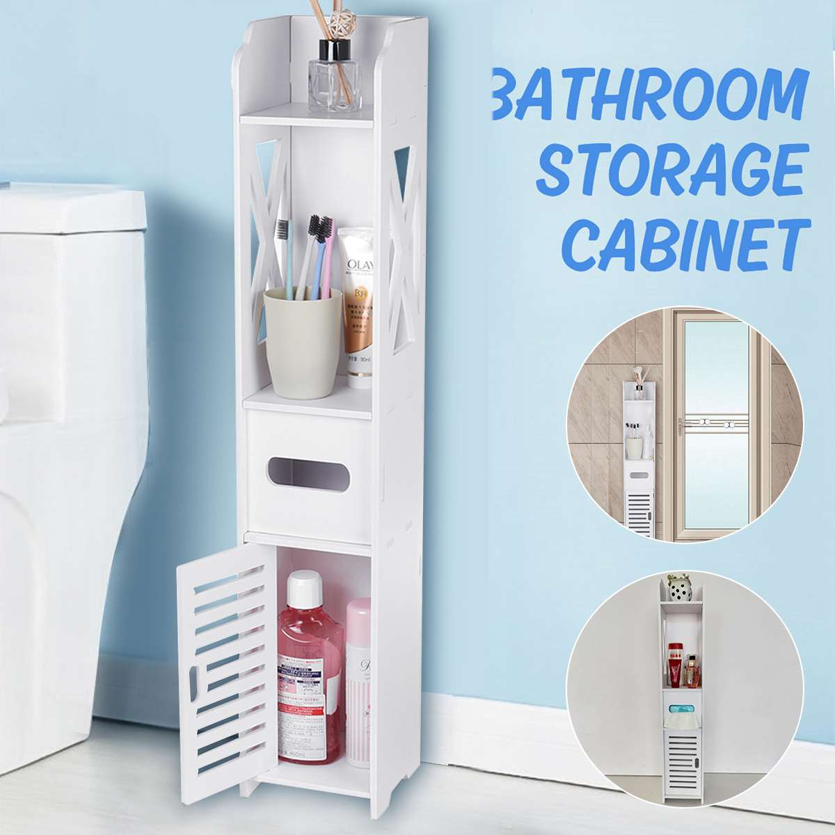 Badkamer Wc Meubels Kast Wit Hout Kast Plank Tissue Opbergrek Voor Wasmiddel Shampoo Wc Organizer