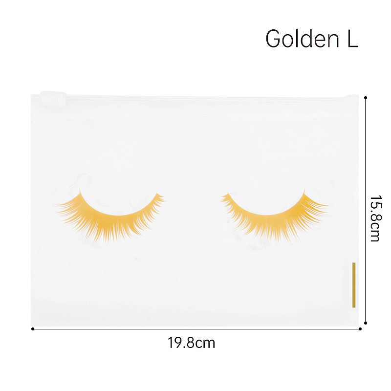 Bolsas para el cuidado posterior de pestañas con cremallera, bolsa de maquillaje para artículos de tocador, herramienta de belleza de viaje cosmética, suministros de extensión de pestañas, 10 Uds.: Oro