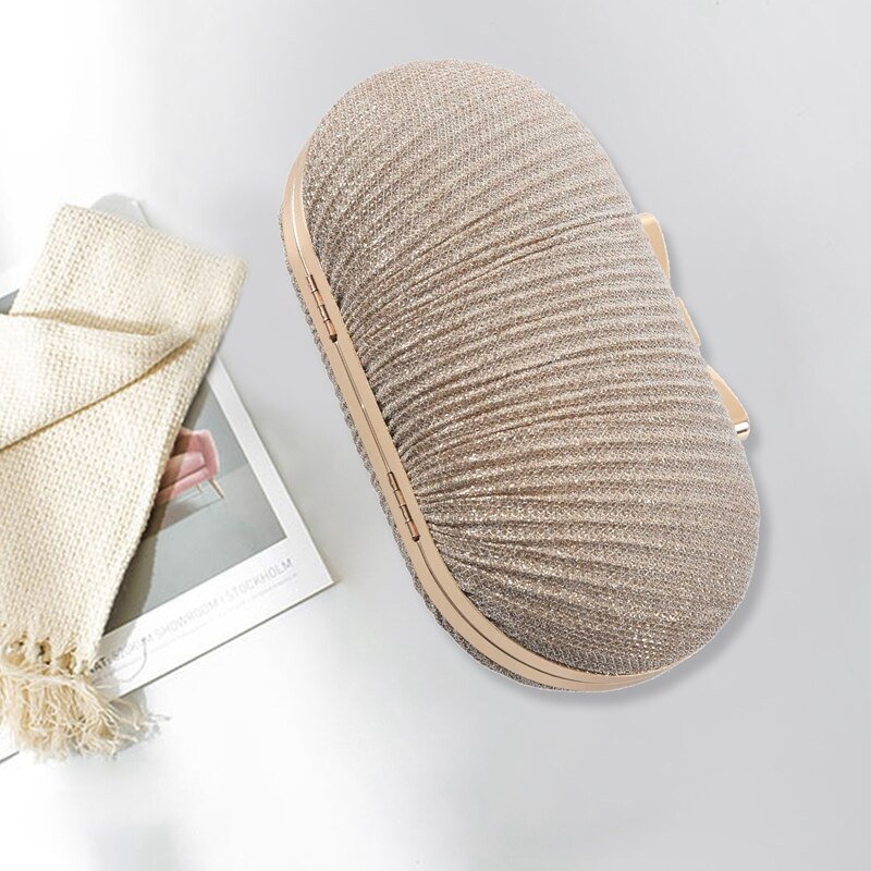 Gouden avond clutch tas dames tassen bruiloft glanzende handtassen bruids metalen strik clutch tas ketting schoudertas