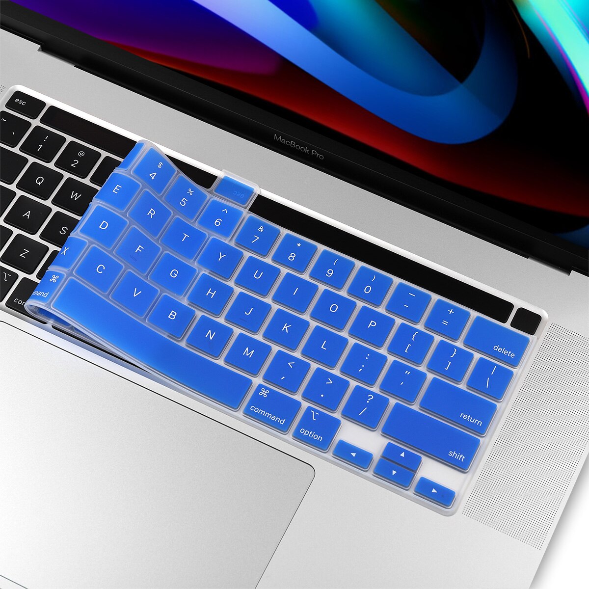 Keyboard Cover for Macbook Pro 16 Model A2141 US Enter English Alphabet Silicone Keyboard Protector Skin: Dark Blue