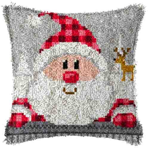 Navidad Gfit bordado almohada pestillo gancho alfombra kits diy alfombras punto de cruz almohada hágalo usted mismo decoración de casa: Verde claro
