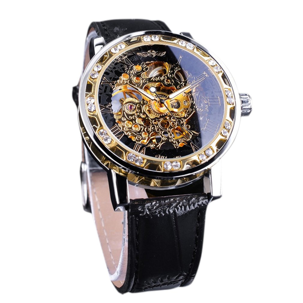 Mannen Mode Klassieke Lederen Riem Roestvrij Staal Lichtgevende Pointer Draagbare Mannen Mechanische Horloges