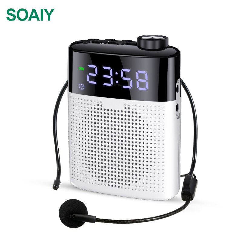 Soaiy S528 Wireless Bluetooth Portable Megaphone Wired Voice Amplifier Mini Loudspeaker with Mic Lightweight Speaker FM TF: White