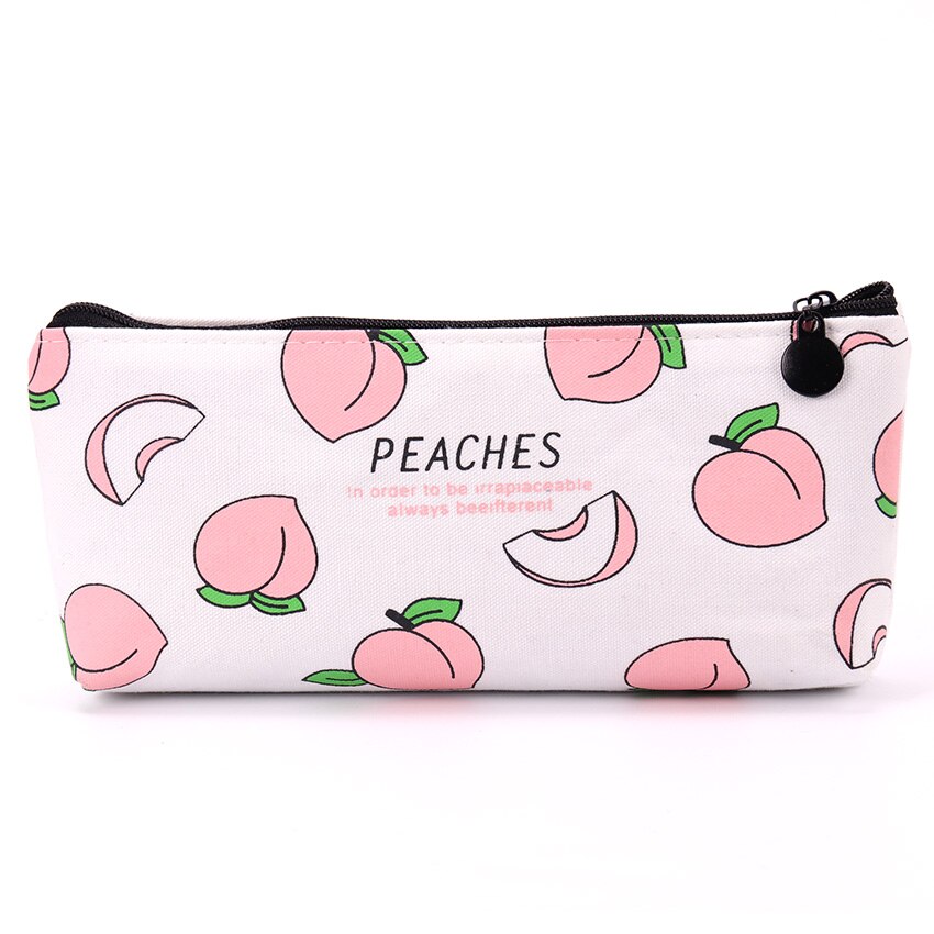 1Pc Canvas Fruit Peach Pencil Case School Pencil Cases for Girl Stationery Canvas Pencil Bag Estojo Escolar School Supplies: C