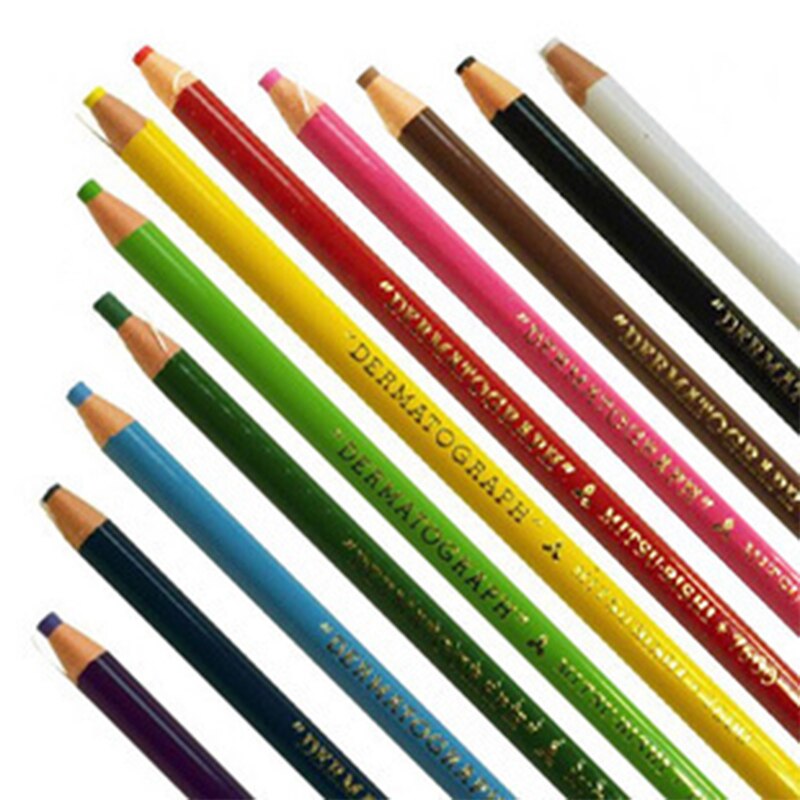Uni Grease/Wax Pencil 12pcs/lot 12 Colors Available Metal/Leather/Stone/Glass Color Pencils 7600