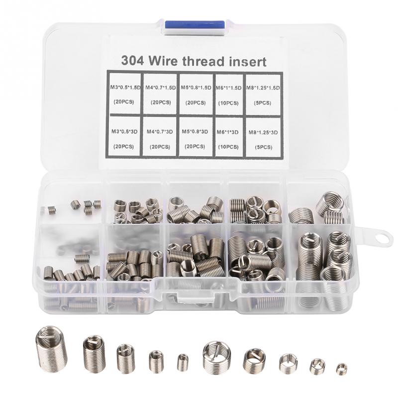 150 stks/set M3-M8 Draad Reparatie Insert Rvs Opgerolde Draad Inserts Spiraalvormige Schroefdraad Insert draad reparatie kit