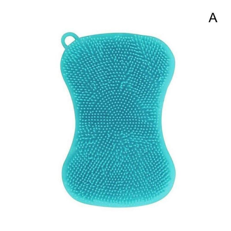 Cepillo de silicona para lavar platos, herramienta de limpieza de cocina, sartén, esponja, estropajo: A