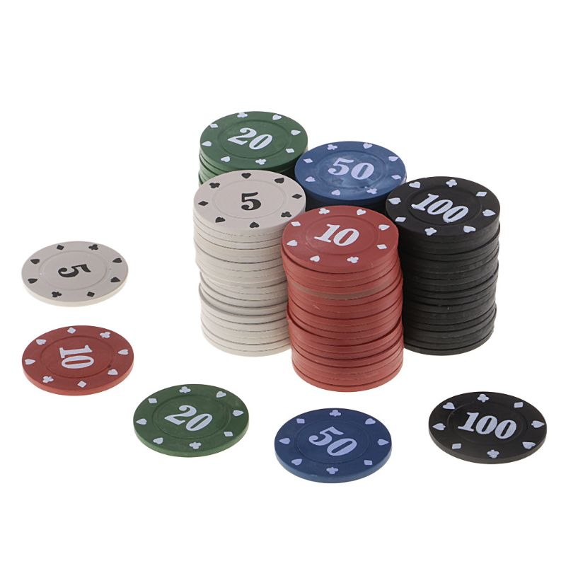 100 stk runde plastik chips casino poker kortspil baccarat tælle tilbehør terninger underholdning chip