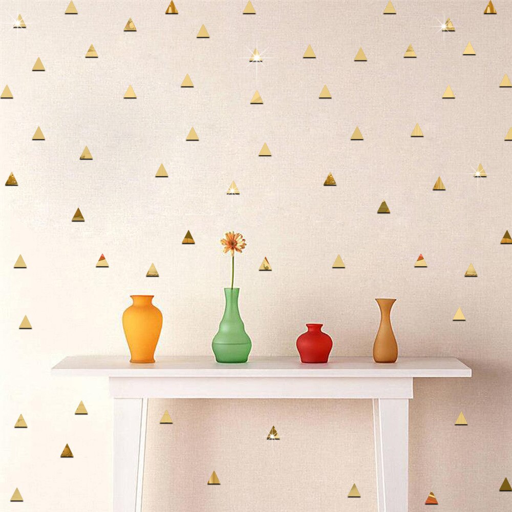 Autocollants muraux en forme de Triangle, 100 pièces, étiquette décorative pour la chambre d'un enfant et le salon, Sticker mural bricolage pièces