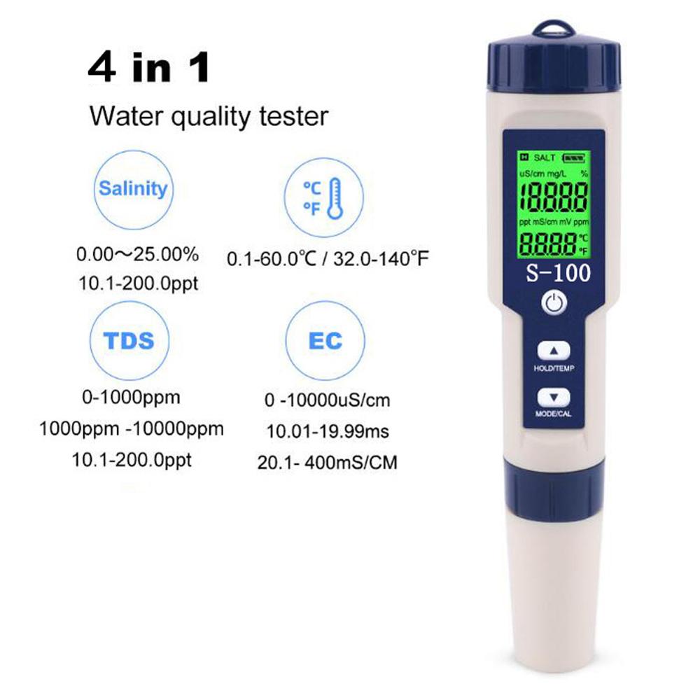 Bärbar vattenanalysator multifunktions hydrometer temperatur elektronisk salthaltsmätare 25%