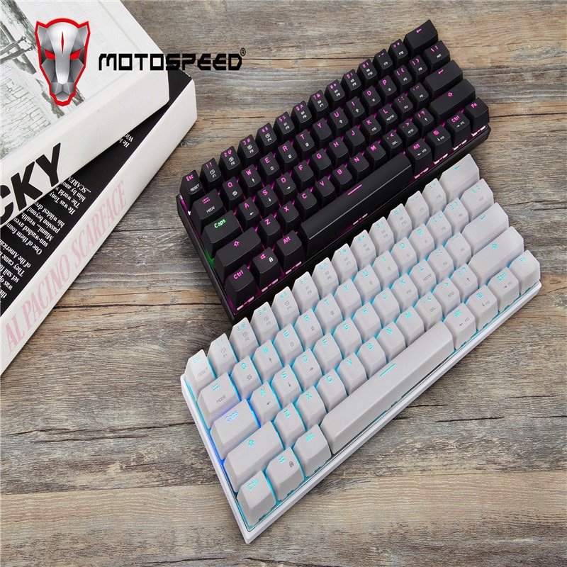 MOTOSPEED CK62 USB Wired Bluetooth Wireless Dual Mode Mechanical RGB Backlit Gaming Keyboard , 61 Keys Portable Mini Keyboard