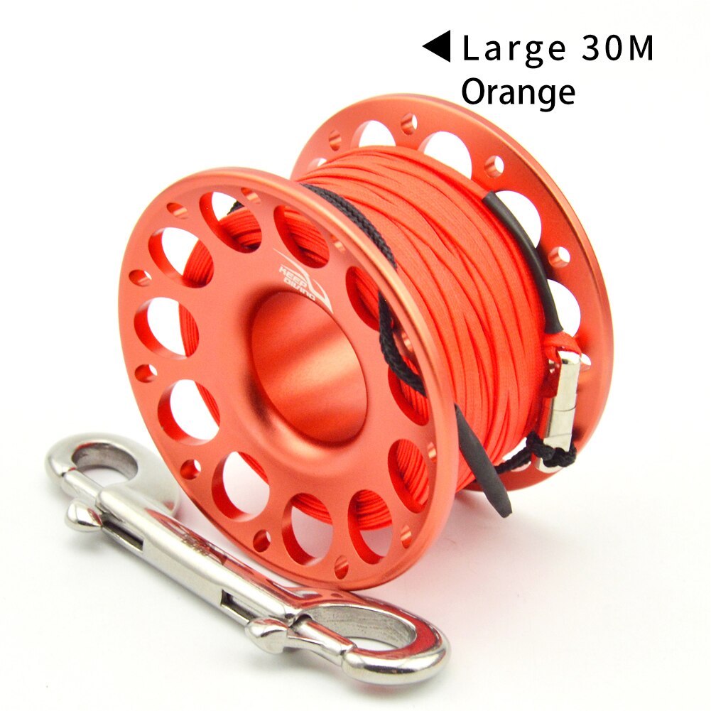 15m/30m Duiken Aluminium Spool Vinger Reel Met Rvs Diving Spool Finger Reeldouble Ended Haak Smb Apparatuur Cave Dive: Orange30M