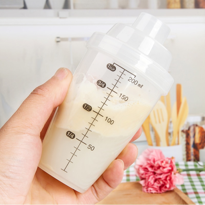 Taza para batidos de proteínas en polvo, taza para té y leche, taza para batidos a escala, botella de agua para ejercicio, 200ml