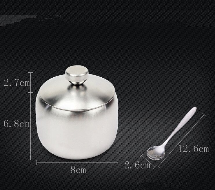 1SET Stainless Steel Seasoning pot Integrated Spice Salt Sugar Pepper Ajinomoto Jar with Cover Set OK 0649
