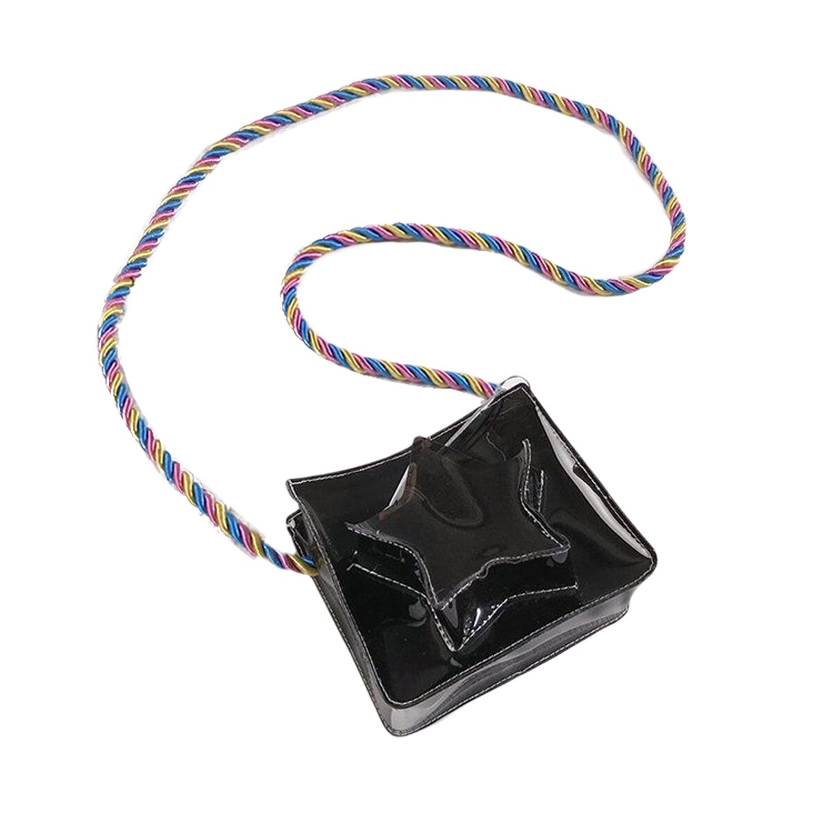 Mini meisjes handtas transparante schoudertassen kleine meisjes pvc tassen portemonnee verjaardag prinsessentas: Zwart