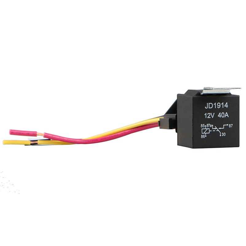 Relé automotriz SPDT, 5x25,4x25,4mm, 12V, 40A, 5 pines, con cables y arnés, juegos de enchufes