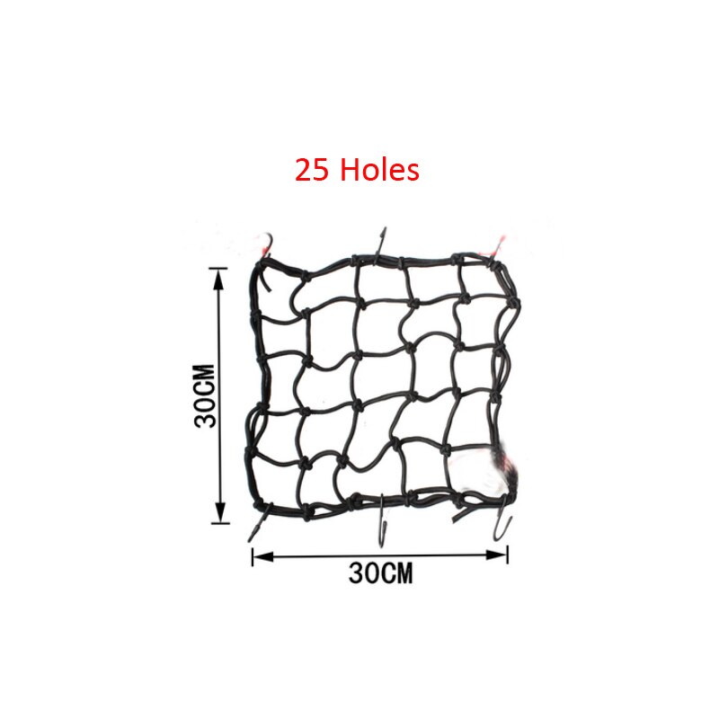 Red de carga para bicicleta, 30x30cm, 25 agujeros, bolsa de almacenamiento de equipaje, hilo, malla: Black