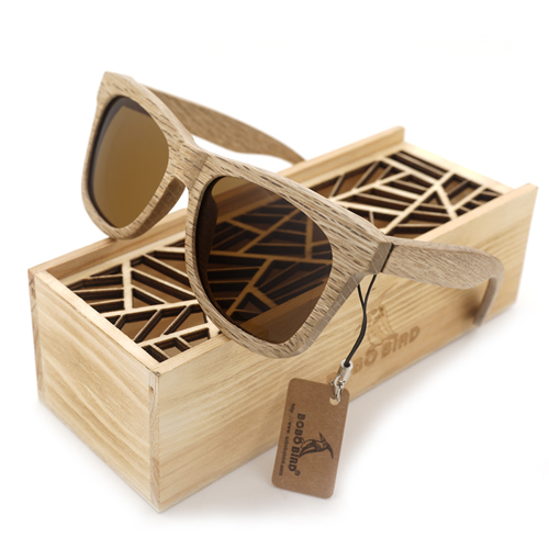 BOBO oiseau lunettes de soleil femmes hommes à la main Nature en bois lunettes de soleil polarisées avec boîte en bois AG007: Brown Lens