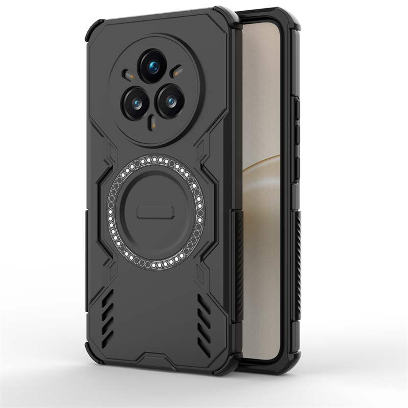 Pansarskal för realme 14 pro plus magnetisk adsorption trådlös laddningsskydd för realme 14 pro-skal för realme 14 pro plus-skal: Svart / Realme 14