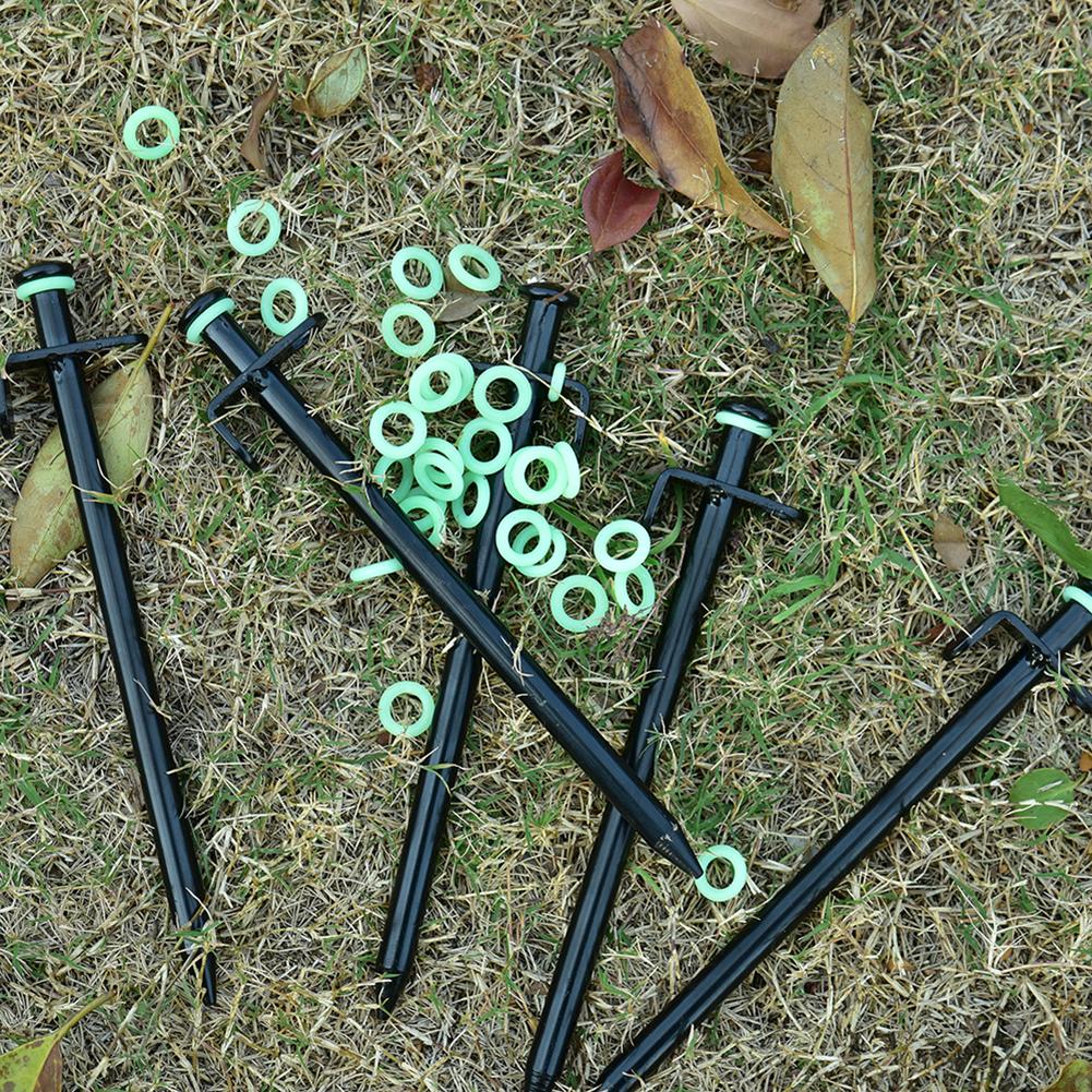 20/50Stck Leucht Zelt Nagel Einatz Camping Einatz Fluoreszierende Ring Nacht Leuchtende Zelt Nagel Multifunktionale draussen Zelt Zubehör