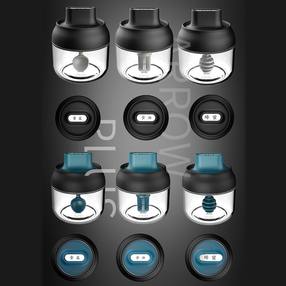 260ml szklany pojemnik na przyprawy przyprawy słoiki pojemniki olej miód sól pojemnik na przyprawy przyprawa butelka z łyżeczką/pędzlem