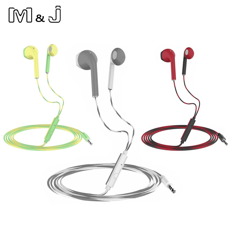 M&amp;J Wired Sport Earphone 3.5MM In Ear Phones Headphone Hands free Headset Bass Earbuds Stereo For Iphone Samsung earpiece PC