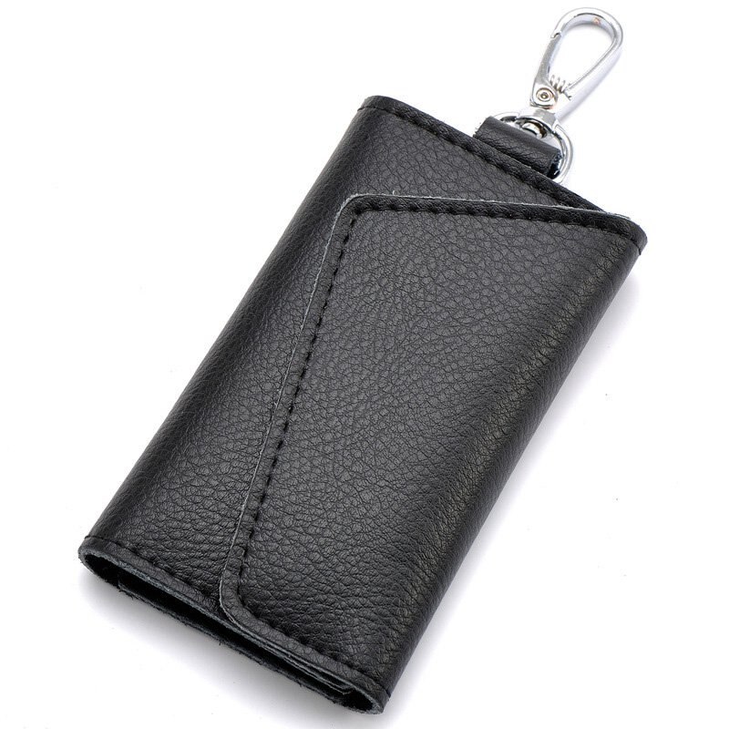 Sleutelhanger mannen vrouwen sleutelhanger organizer etui auto sleutel tas portemonnee huishoudster sleuteletui mini kaarthouder zwart: Default Title