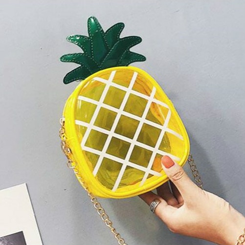 Monederos modernos, transparentes, con forma de piña, con cadena, para mujer