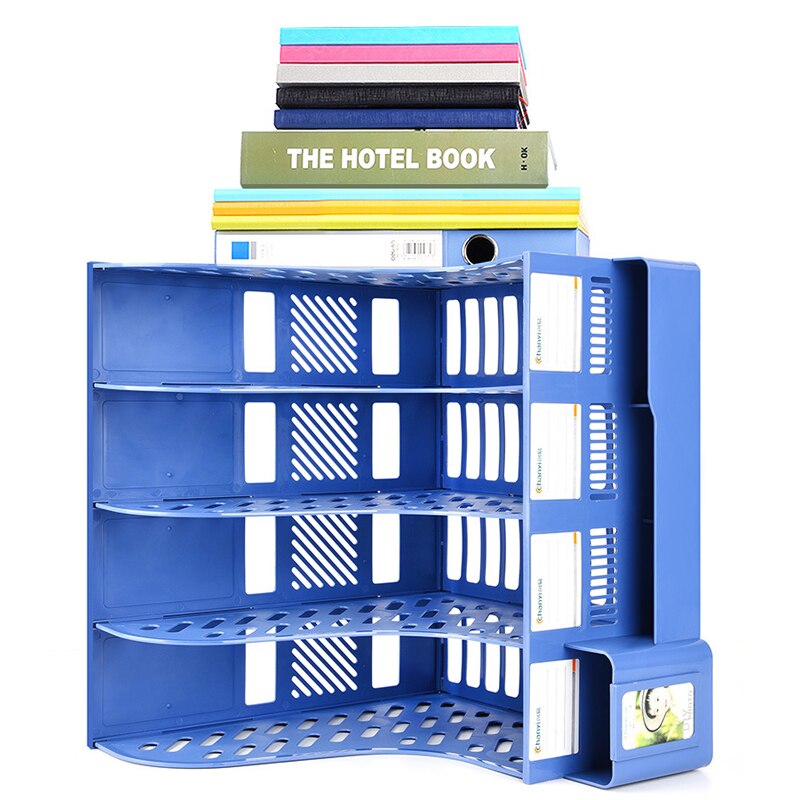 Desktop Office File Rack Thickened Data Frame Basket Plastic Storage Column Storage Management Rack with Pen Holder