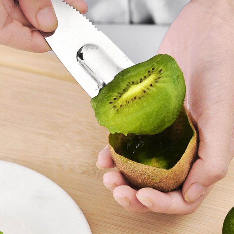 2 in 1 Kiwi Dig Spoon Scoop Fruit Knife Slicer Peeler Cutter Kiwi Kitchen Gadgets