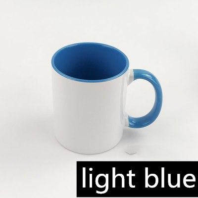 Taza cerámica con sublimación en blanco, Asa de color, Color en el interior de la taza en blanco por sublimación, Impresión de transferencia de calor DIY: 5.light blue
