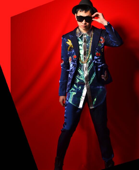 Blazer hombres trajes diseños rosa perla PU chaqueta para Hombre Trajes de escenario para cantantes ropa baile estilo estrella vestido punk rock