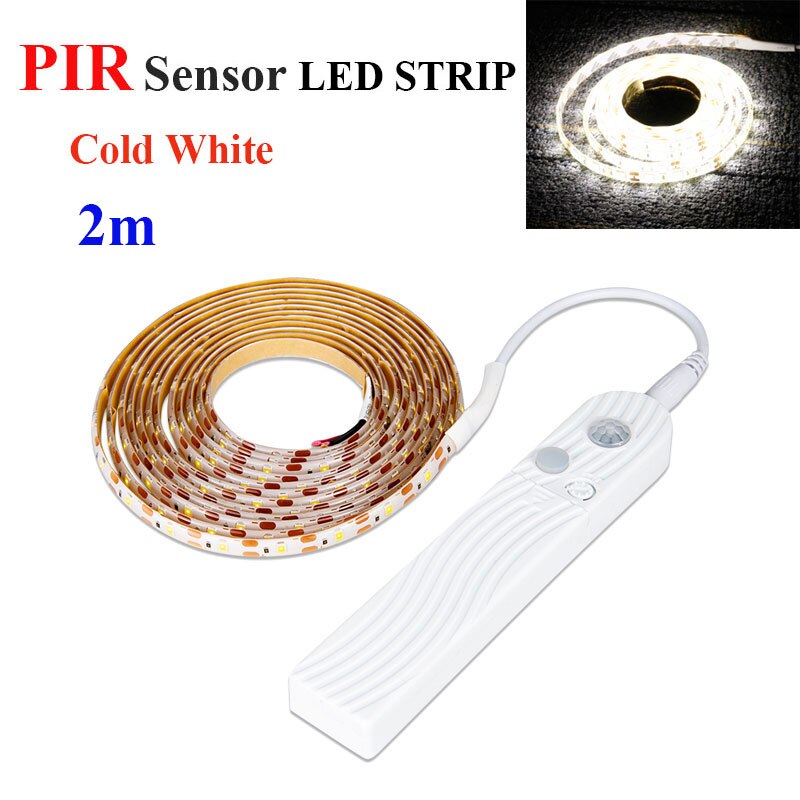 5V Batterie LED Werbung Licht Streifen 1m 2m 3m Drahtlose PIR Sensor Bewegung flexibel Diode Band LED Streifen für Werbung Lampe: 2m PIR Weiß