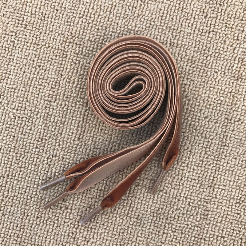 Flat Wide Lace Velvet Surface Shoelaces Women Men Black White Blue Colorful Shoes Laces for Sneaker Sports Casual Shoe Strap: BROWN / 100cm
